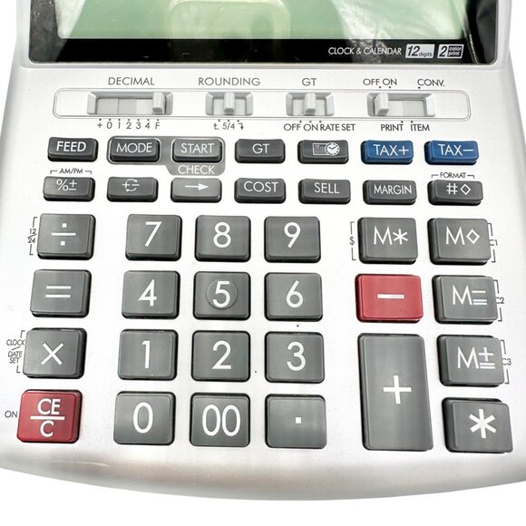 Canon P23-DHV-3 Printing Calculator Silver 12-Digit Display Portable w/ Adapter - Picture 3 of 13